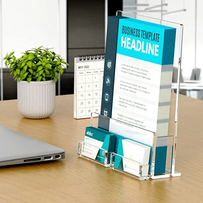 2 Pack 8.5*11 Inches Business Card Holder Brochure Display Stand Plastic Leaflets for Magazines Brochures Menus Journals