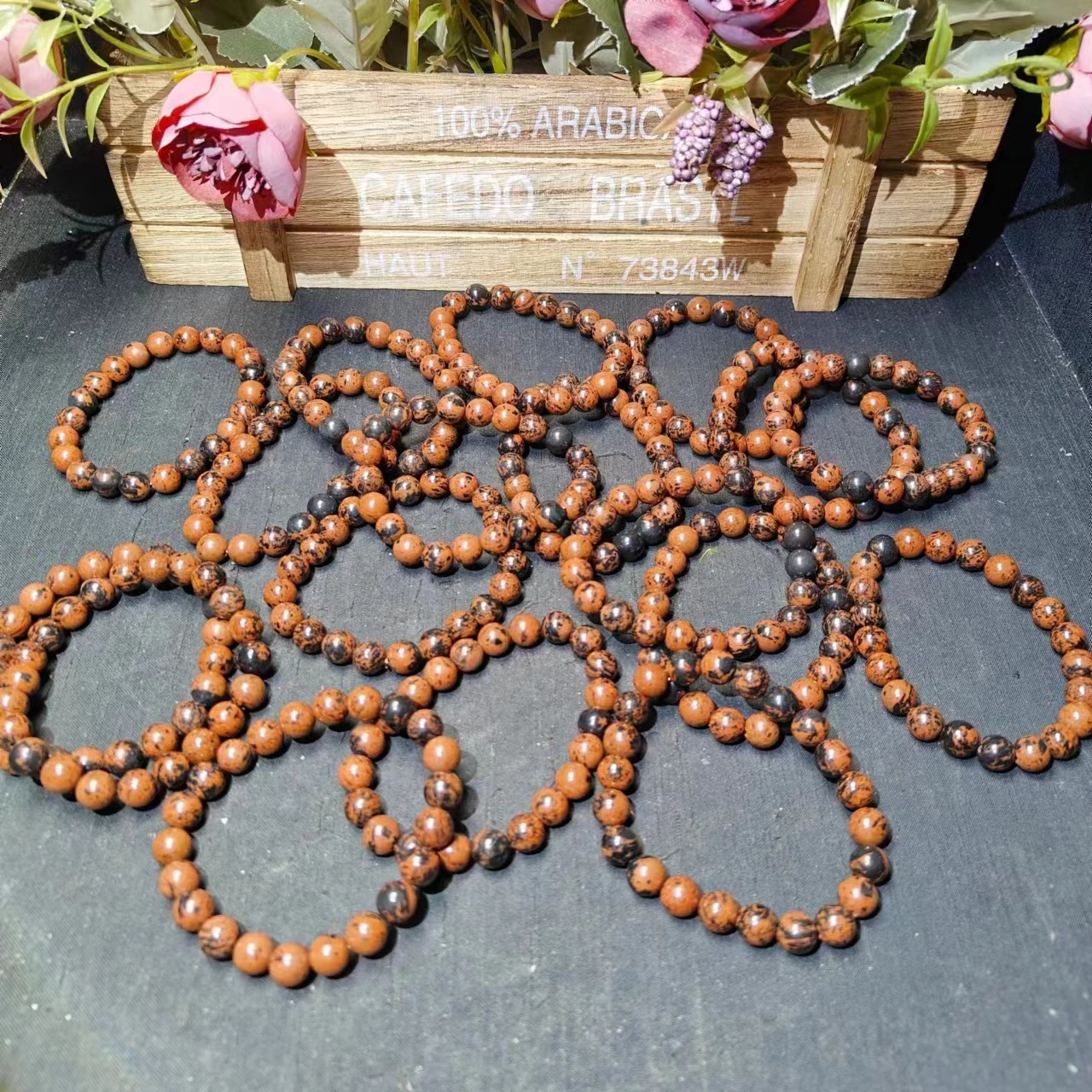 Высокое качество оптовая продажа 8 мм красный обсидиан браслет исцеляющий кристалл для украшения дома