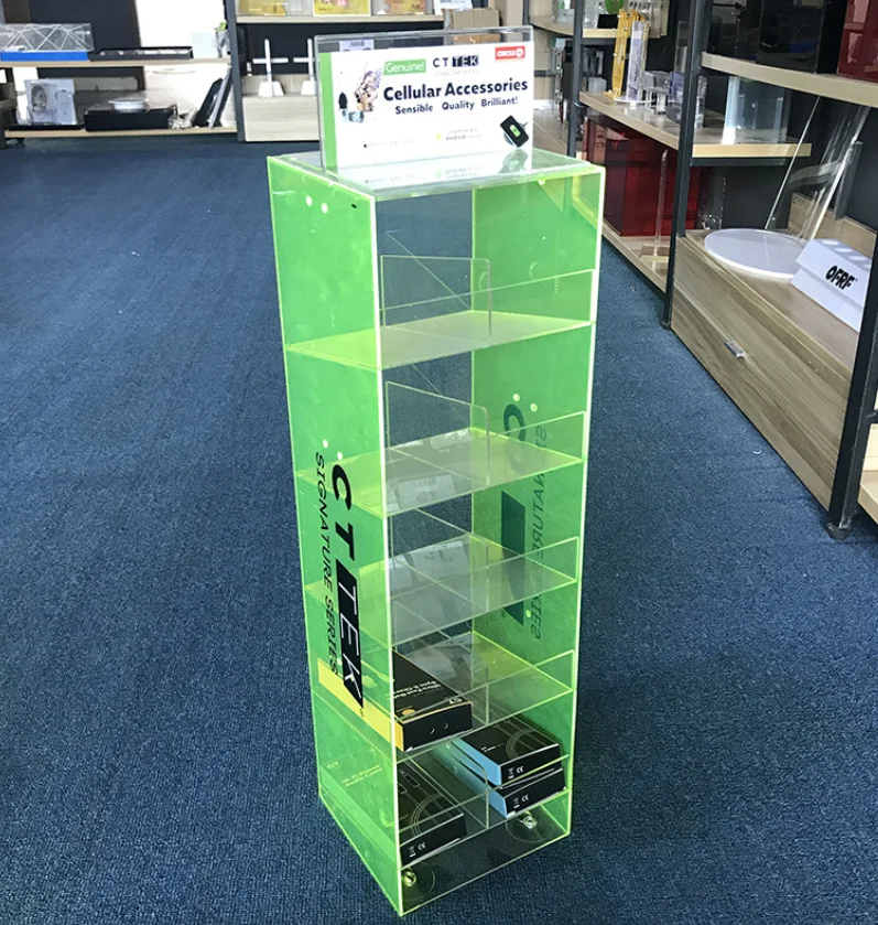 Color Printed Stick Acrylic Mobile Phone Accessories Display Rack