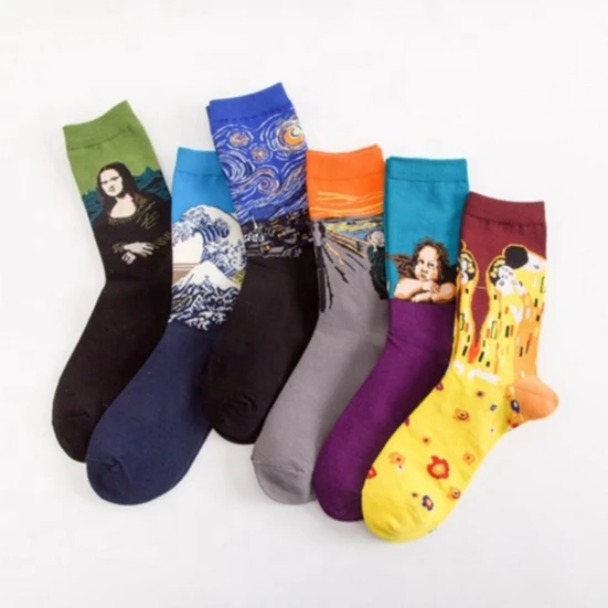 Breathable anti-bacterial cotton fashion ankle socks art custom painting socks