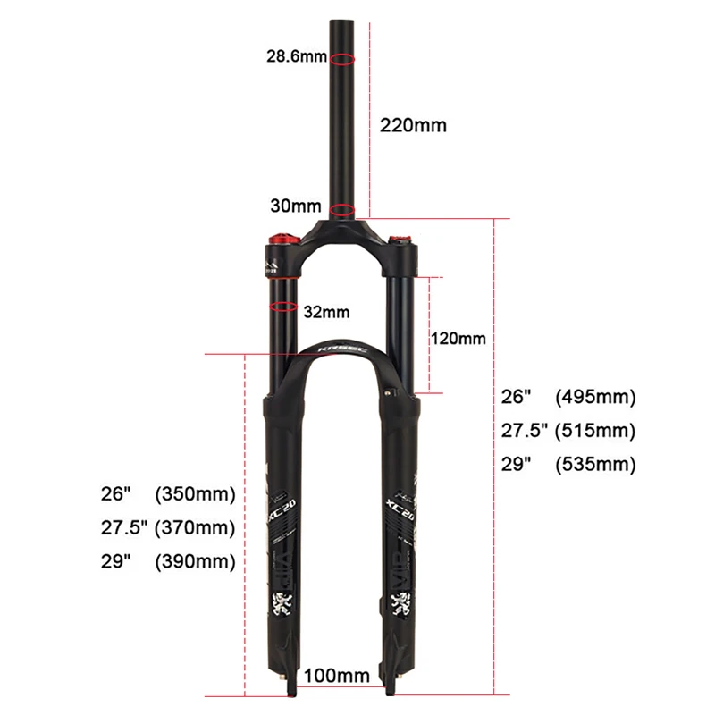 KRSEC MTB Fork Manual Control Alloy Disc Brake 9mmQR 26/27.5/29 inch Mountain Bike Bicycle Air Suspension Fork Mtb For Bike