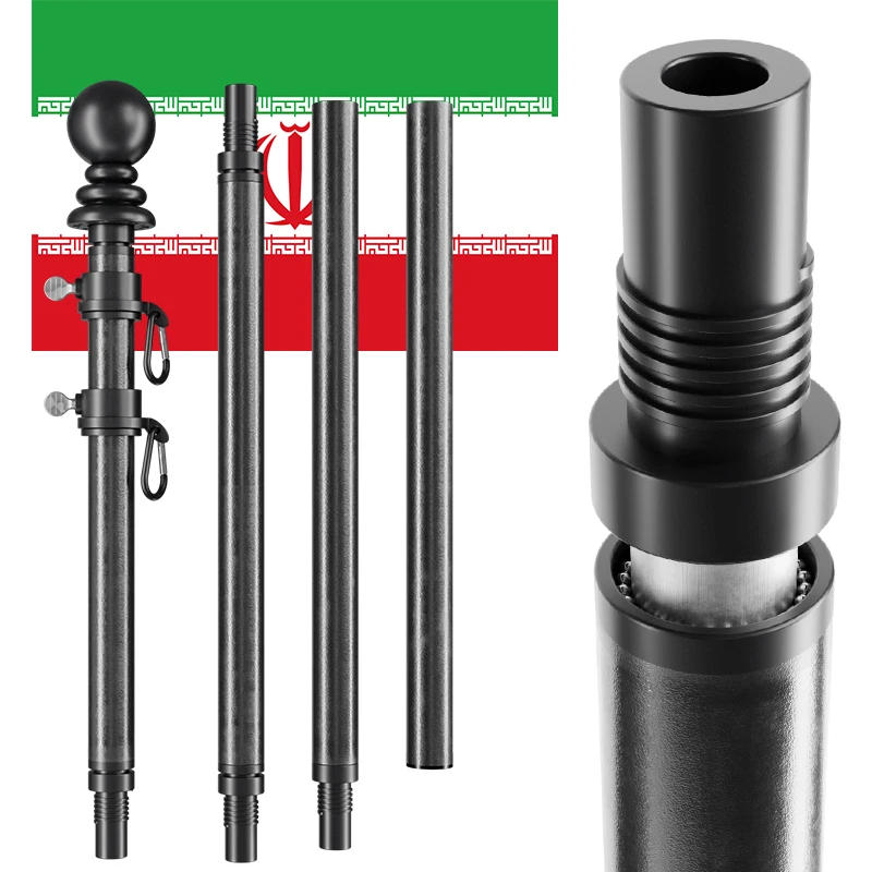 CYDISPLAY Iran 1 5 м футов черный алюминиевый флагшток секционный настенный переносной гибкий телескопический