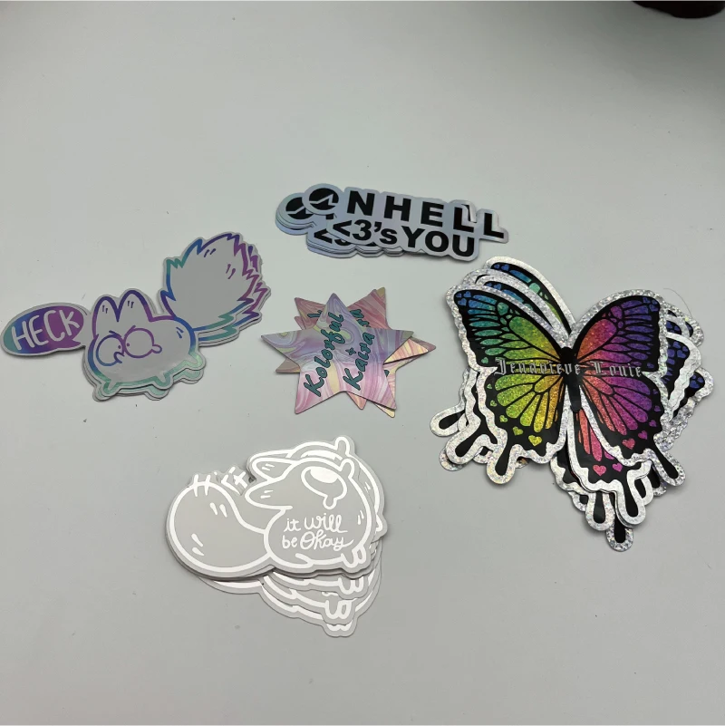 Custom Adhesive Print Company Logo Waterproof Vinyl PVC Die Cut Hologram Stickers Label