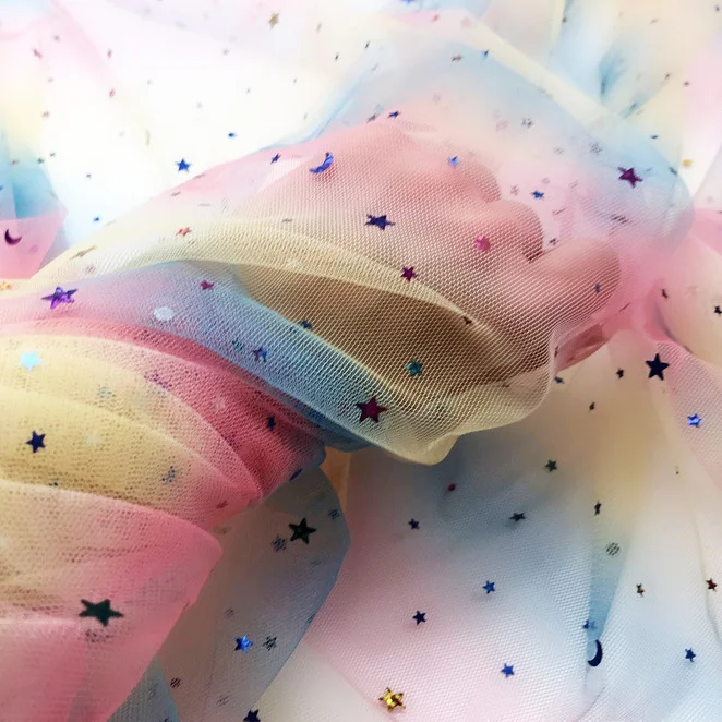 
Sequin rainbow tulle colorful mesh tulle rolls for girl skirt 