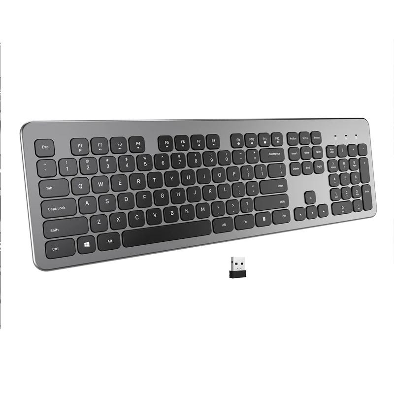 COUSO 104 Keys Ultra-thin Rechargeable Ergonomic Office Slim Keyboard 2.4Ghz Wireless Keyboard for Mac Laptop Computer PC