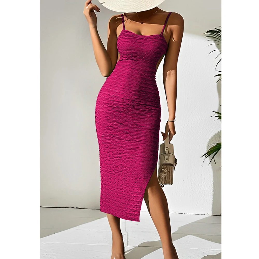Street woman new arrive  ladies Fashion sexy wave streak fabric casual sling strappy bodycon dress women