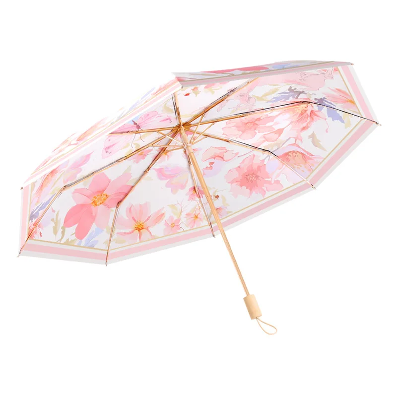 High Quality Wholesale Promotional Custom Logo Print 3 Folding Umbrella Light Weight China Made Umbrella