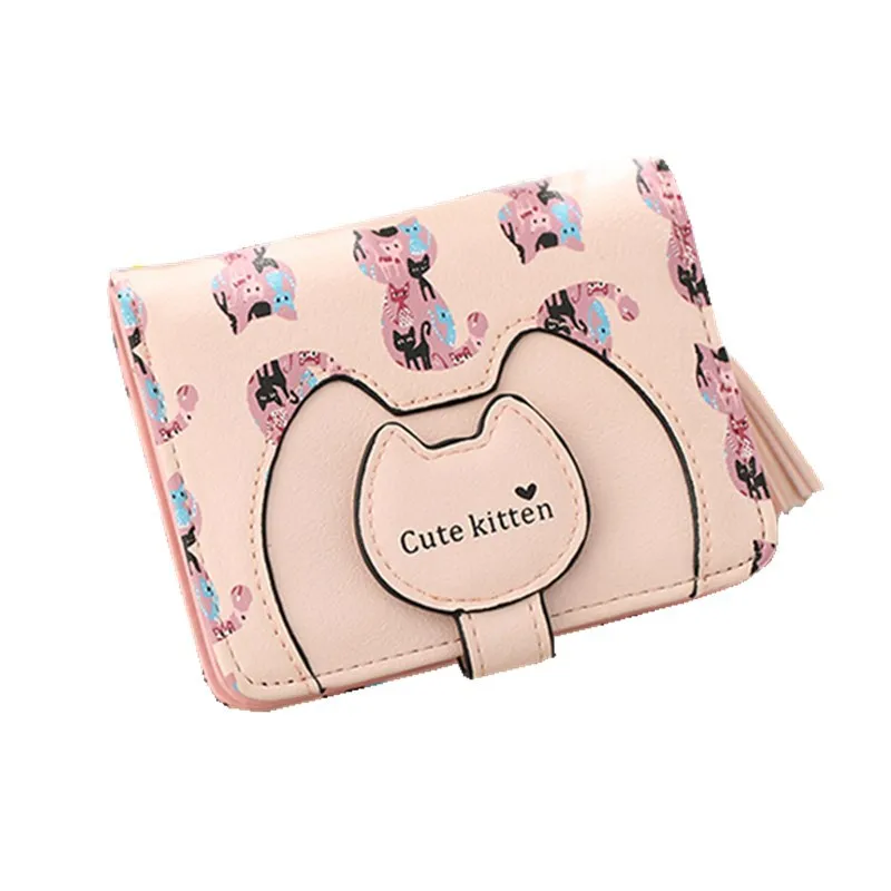 Female Owl Printing Tassel Clutch Coin Purse Hasp Card Hoder Short Zipper Woman Wallet 2021