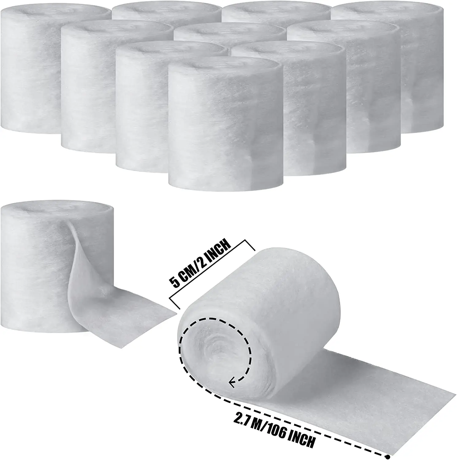 12 Rolls Cast Padding Undercast Padding Roll Wraps Cast Padding Use with Soft Plaster Cloth Gauze Bandage (2 Inch)