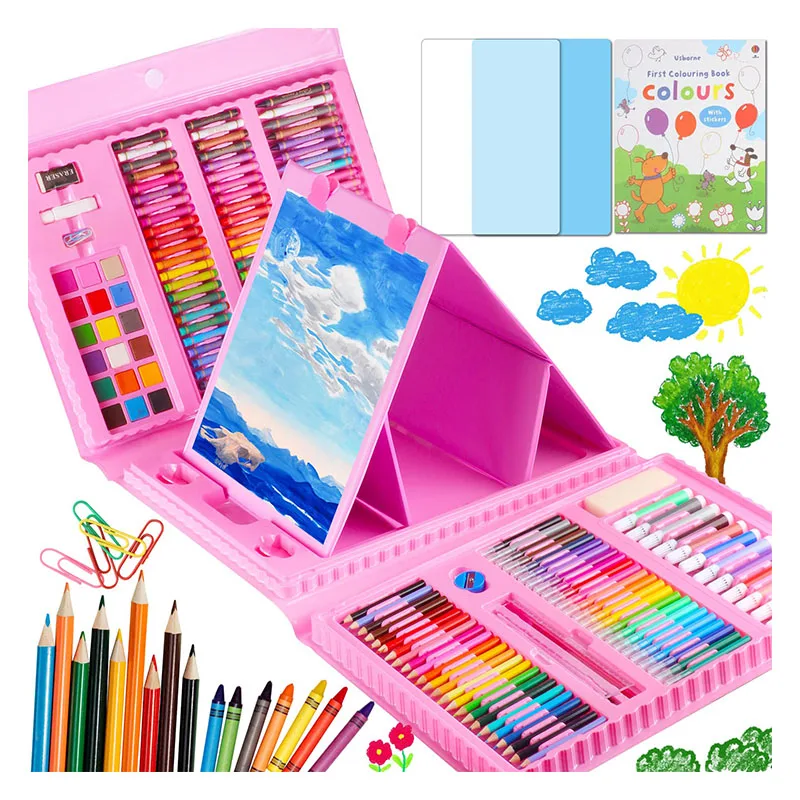 208PCS Art Kits with Trifold Easel,Deluxe Painting Art Set,Coloring Drawing Art Supplies Case Gift for  Children