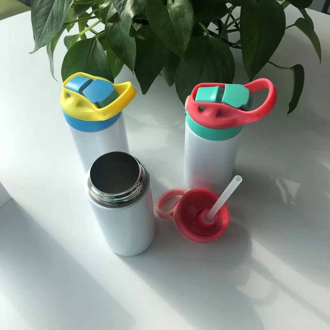 Amazon Hot Sale Sipper cup with straw lids straight Sublimation tumbler blanks Kids Water Bottle