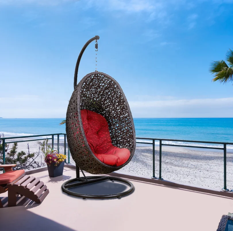 Wholesale Single Patio Swing Outdoor Garden Furniture Rattan Egg Hanging Swing Chair