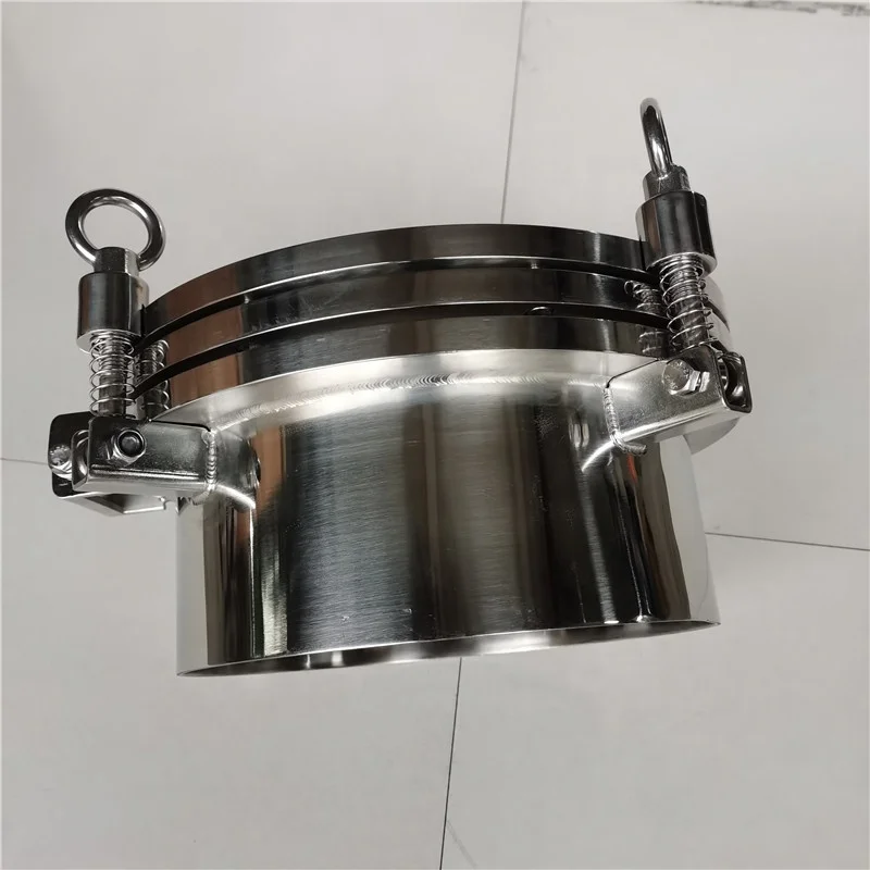 CNJS SS304 SS316L Sanitay 250mm Round Manhole Cover Manway Brush Full Sight Glass-Fabrication Sanitary Manhole
