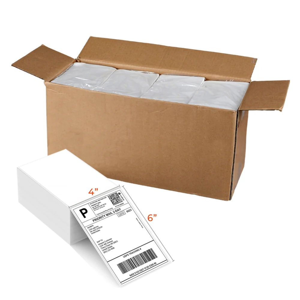 Белый перфорированный термопринтер Etiquetas 4X6 6x4 прямой адрес доставка A6 Way Bill совместимый с веером Fold 4x6 ярлыков