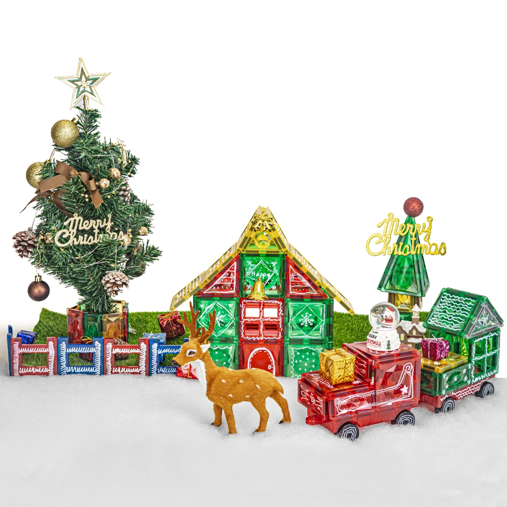 Fast Delivery Christmas Kids Toy Gift Magnetic Tile Magnetic Building Block 3d STEM Educational Kids Magnetic Building Tiles