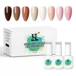 HS Nail Art Manicure DIY Salon 8 Colors Nude 15ML Soak Off Uv Gel Nail Polish Set