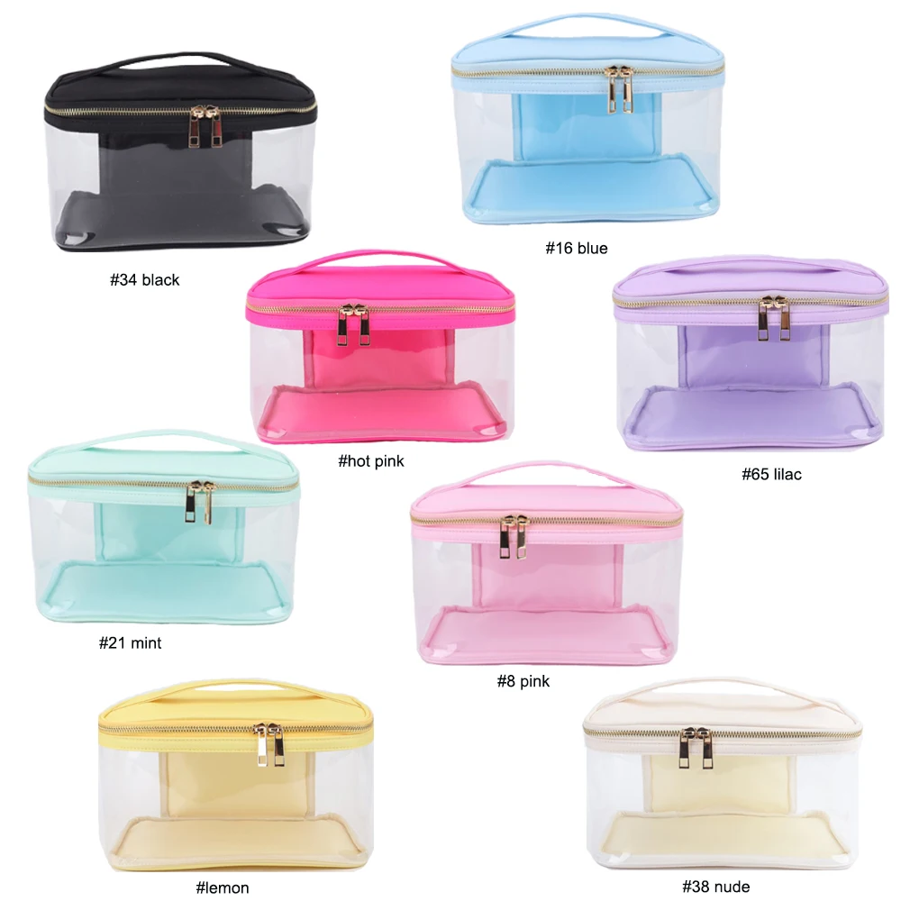 Large make up clear cosmetic waterproof travel transparent pvc hair nail accessories pouch beach organizer hang toiletry bag
