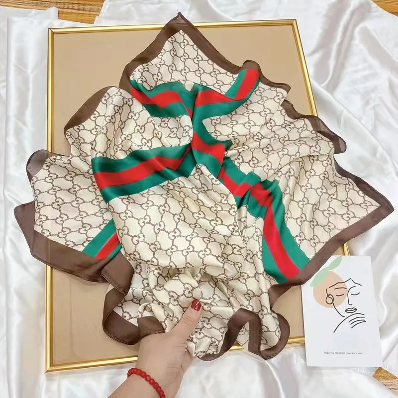 European and American style fashion spring and autumn multifunctional head scarf square silk  ladies scarves women