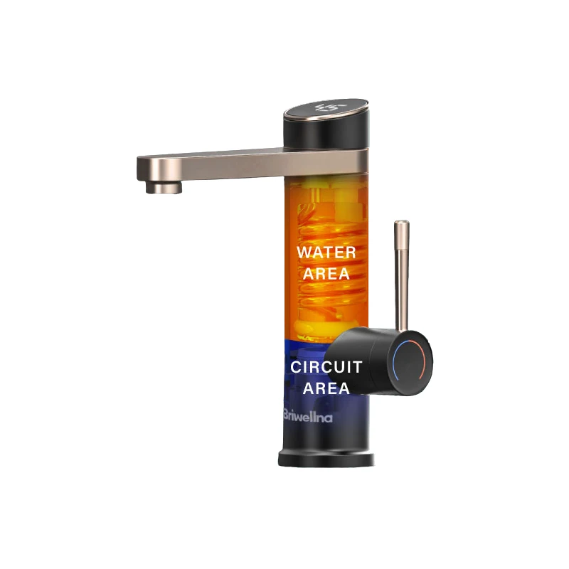 Briwellna 220V Rotating Bathroom Mixer Hot And Cold Mixer Water Tap Instant Electric Heating Water Saving Faucet