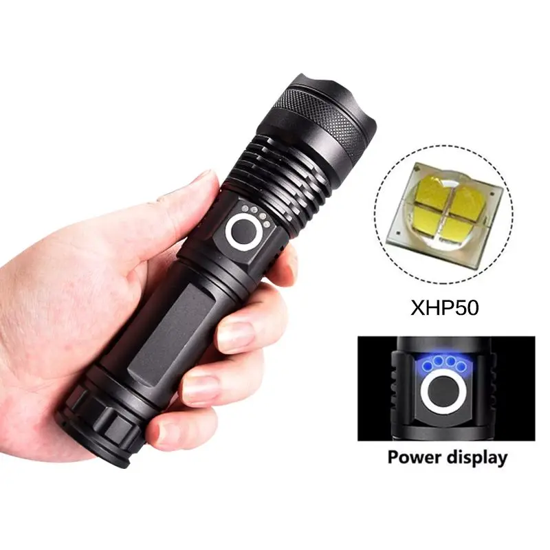 Small Bright 5 Modes Zoomable Handheld Light Flashlights LED XHP50, Rechargeable 3000 High Lumens LED Tactical Flashlight (62509481210)