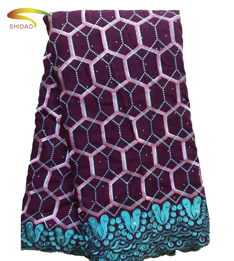 Wholesale 100% Cotton Swiss Voile Lace African Embroidery Lace Fabric For Dress