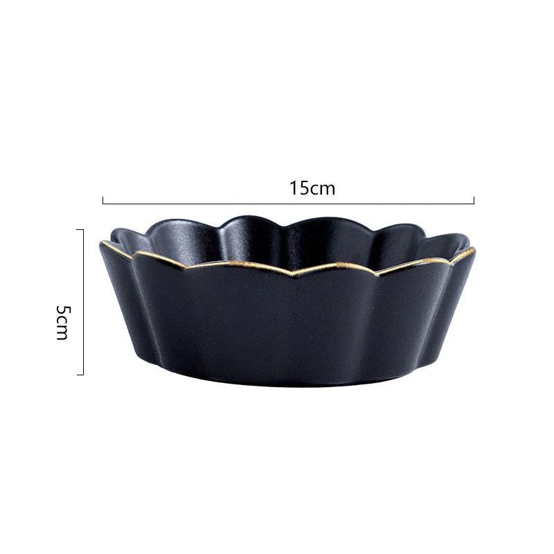 japanese black matte ceramic tableware household dishes set retro hotel sushi long plate