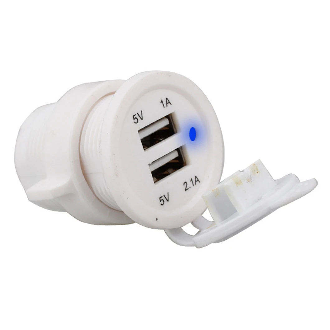 ANILKEEN Factory Price 5V 2.1A Dual Port USB Fast Charging Car Power Charge Socket with LED Indicator Lamp and Waterproof Cover