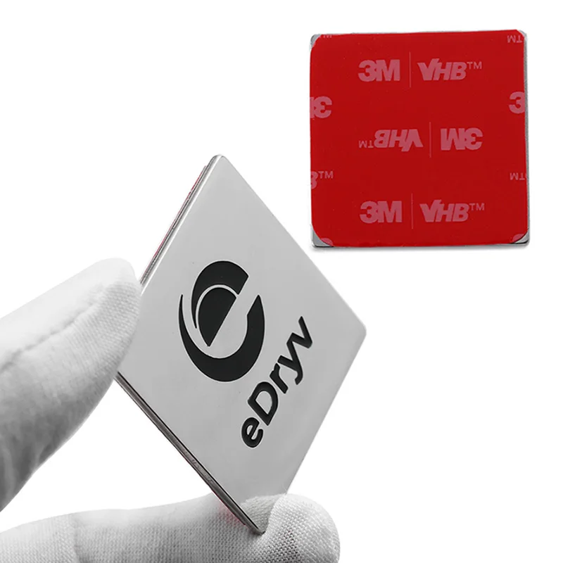 Factory Custom 2d Brand Logo Letter Badge Emblems Car Silver Stainless Steel Metal Label Sticker with 3m Adhesive on the Back