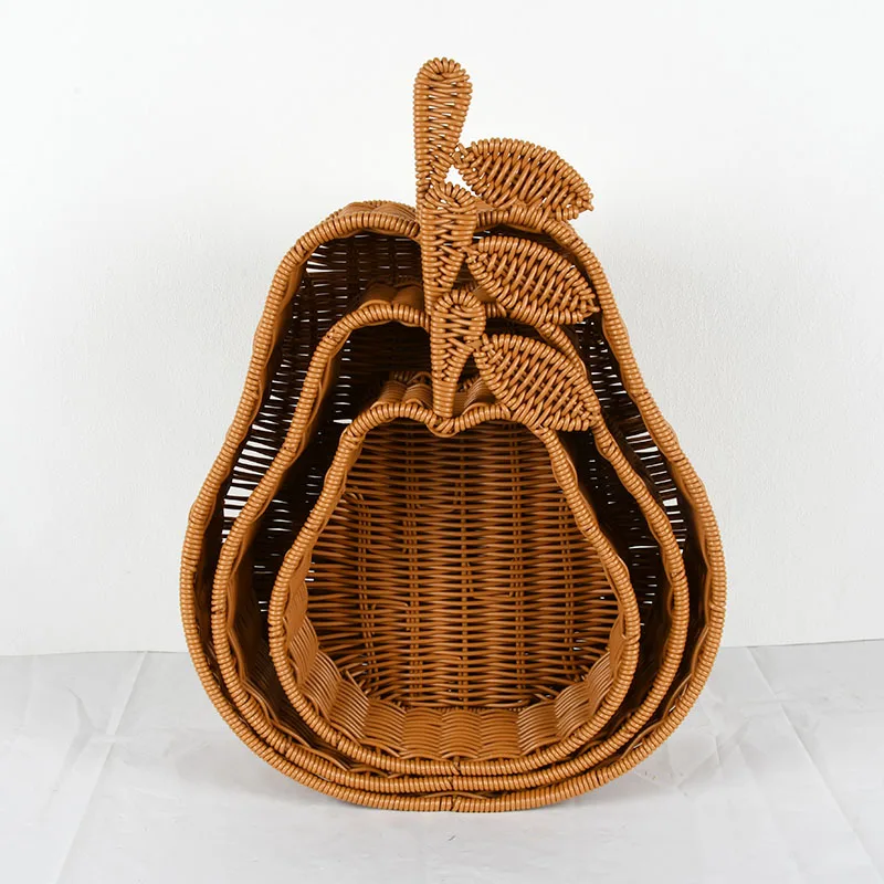 New Design Handwoven Rattan Storage Baskets Woven Plastic Baskets For Fruit And Bread