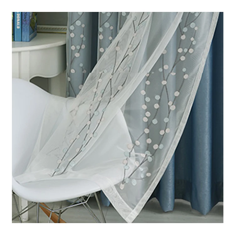 Quality blue round point tree window curtains for the living room