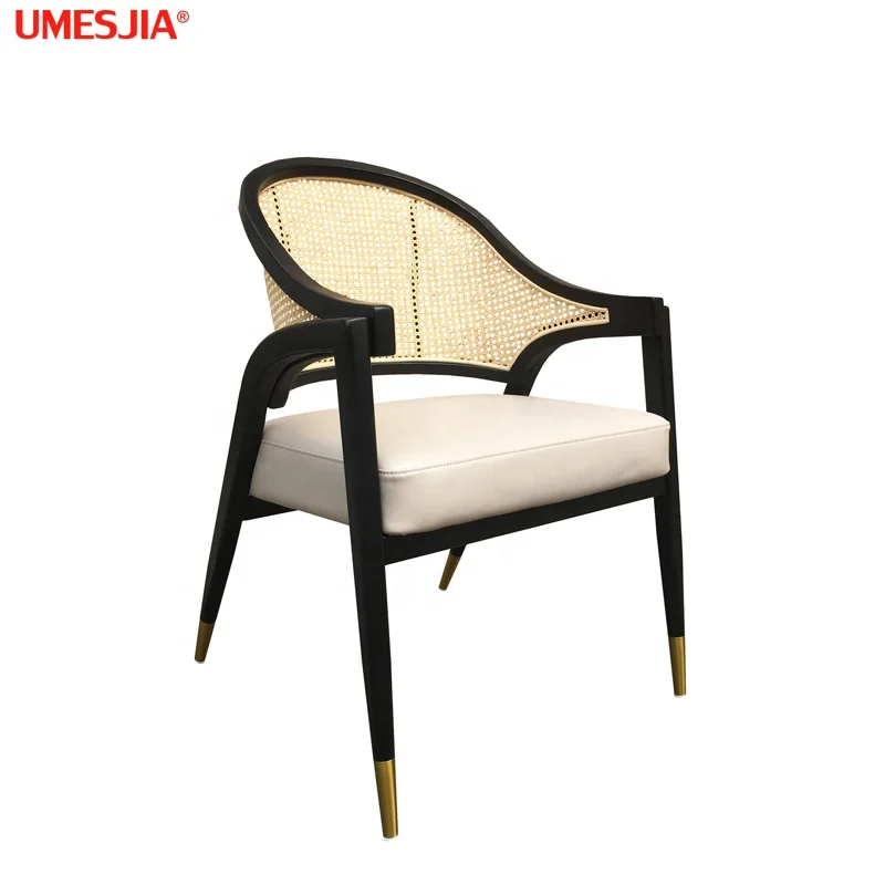 Light luxury solid wood dining  chair black coffee chair customizable Rattan chair Antique Furniture