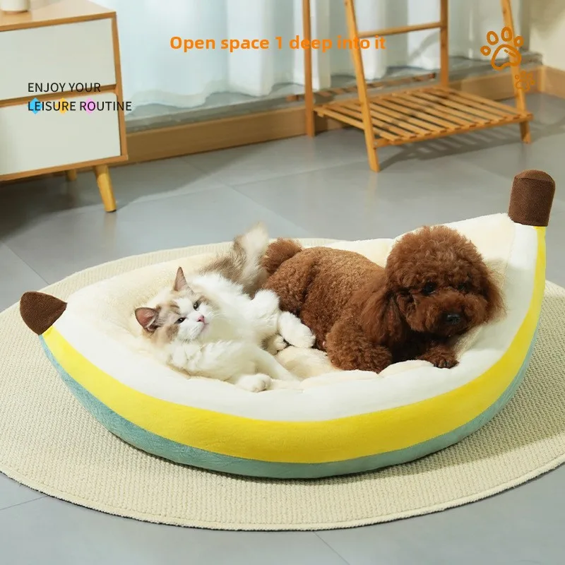 Small Pet Product Fiber PP Material Year-Round Use Winterheattech Open Banana Dog Bed Cat Nest