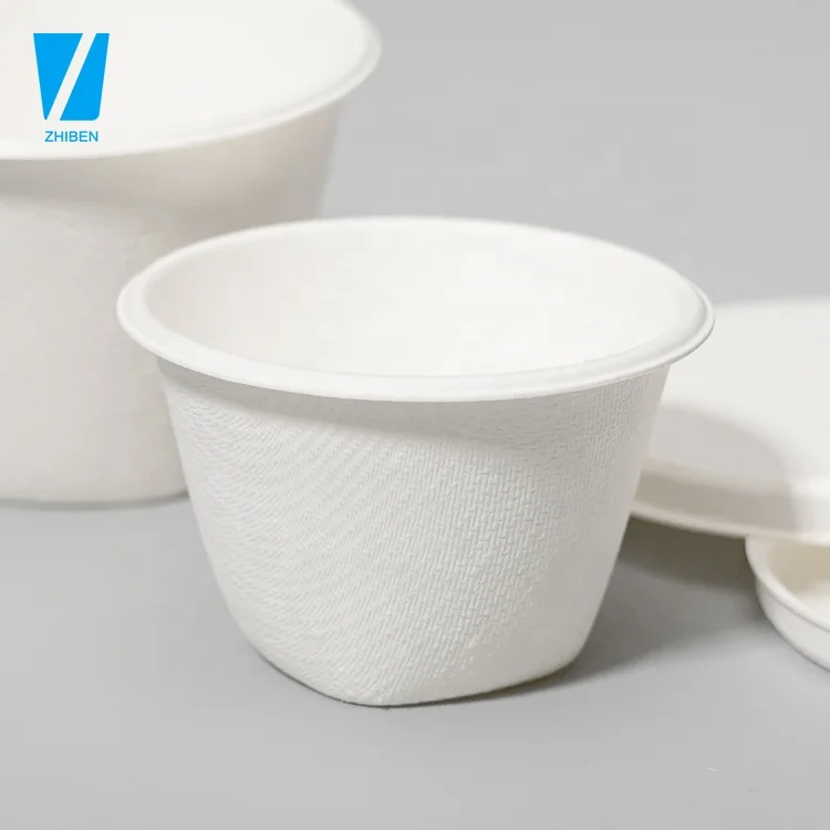 Custom Food Packaging 2Oz 4Oz Disposable Tiny Biodegradable Bagasse Paper Sauce Cup Ketchup