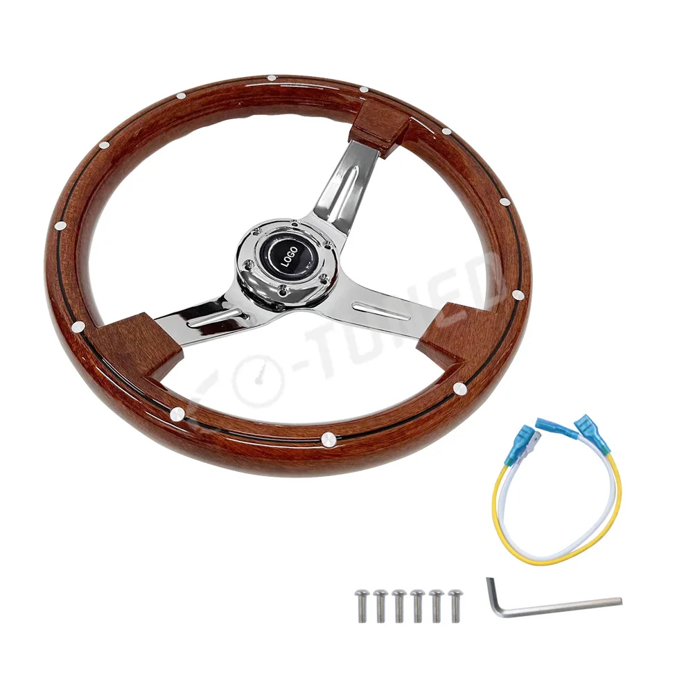 JDM Solid Wooden Steering Wheel 350mm Car Styling Refitting Car Decoration Classic Sports ABS For Honda Toyota Nissan Hyundai