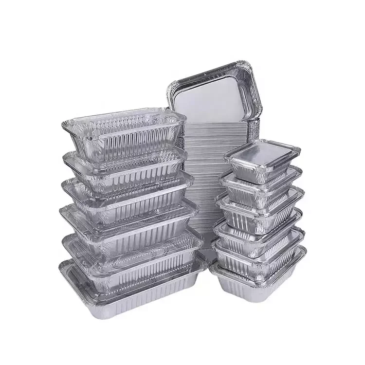 Wholesale custom rectangular fast food gourmet box baking disposable aluminum foil food tray
