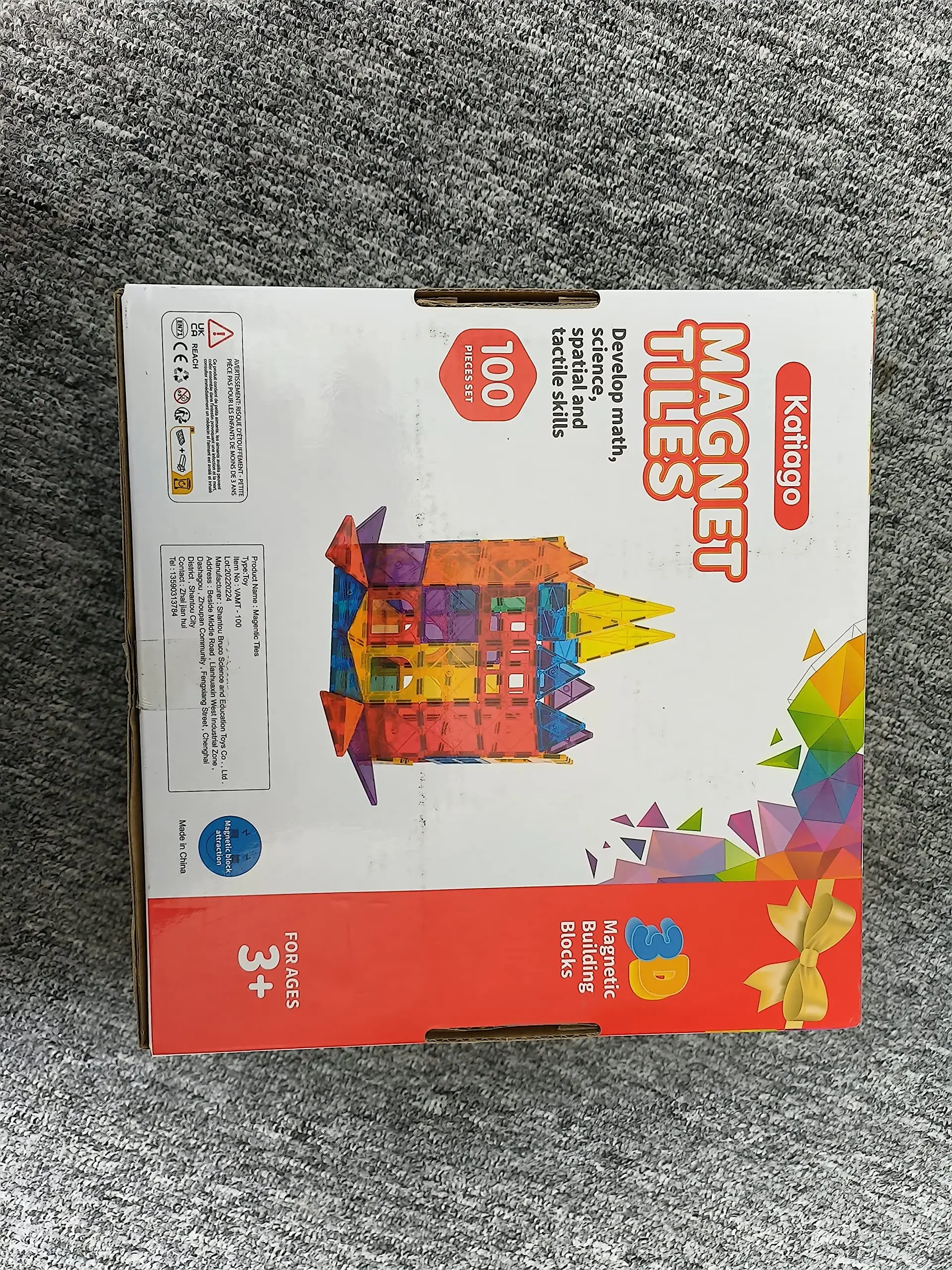 Super strong Magnetic 100Pcs Toys Building Tiles 3D Magnet Building Blocks Set for Kids STEM Educational Preschool for Toddlers