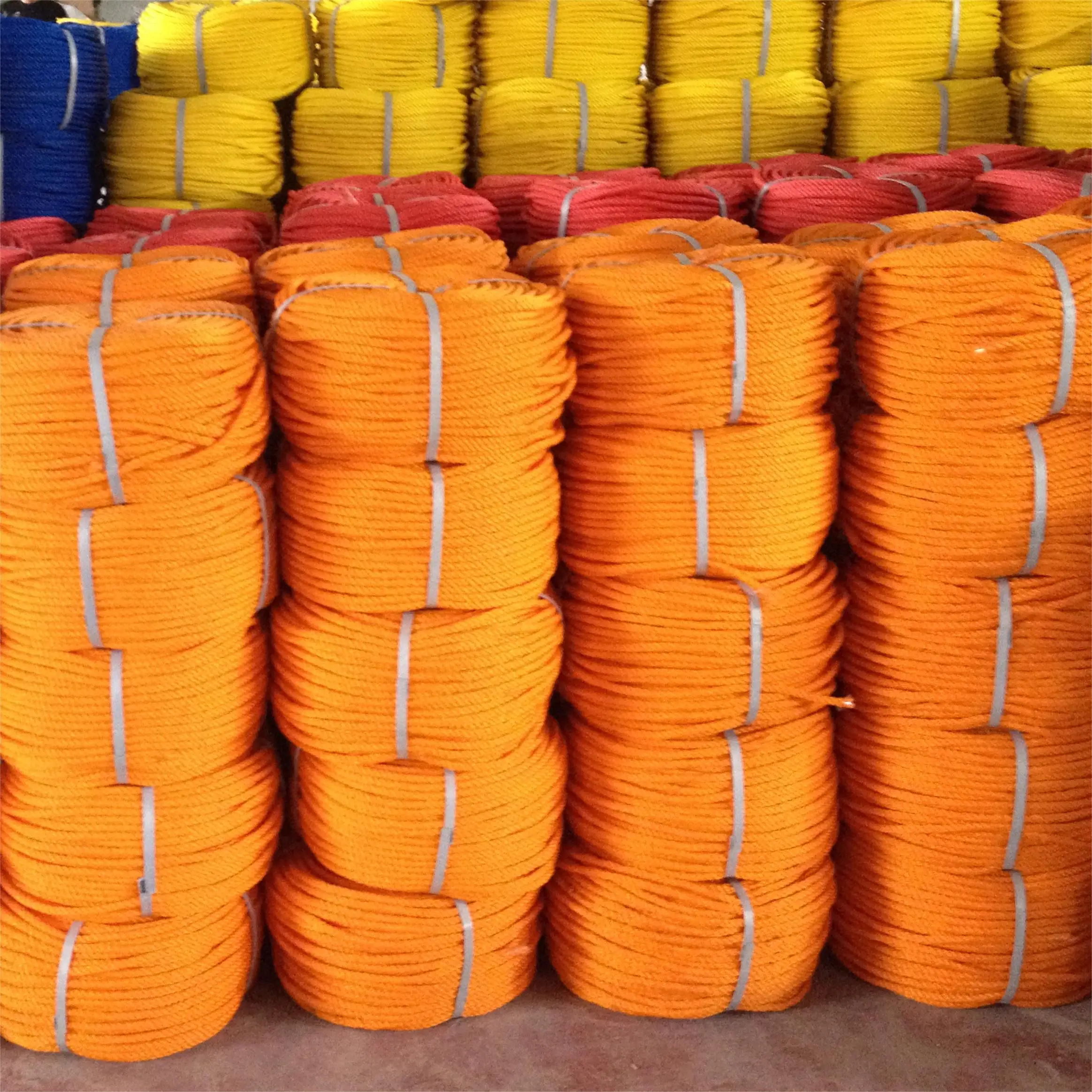 Fishing Rope 100 M /Roll  Plastic Packaging Rope PP/PE Twisted Cord 3/4 Strands Yellow/Black