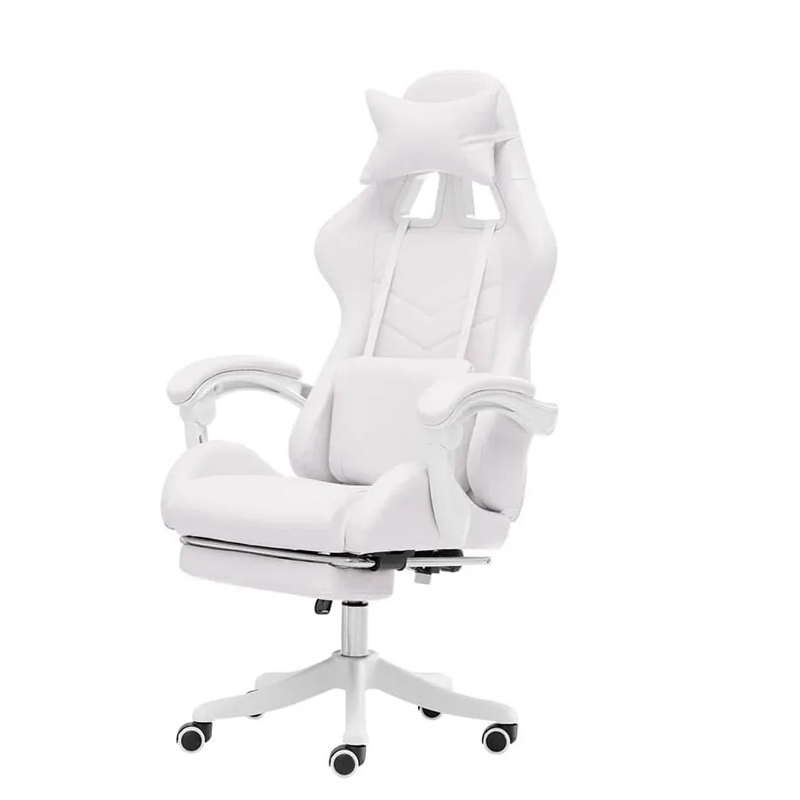 Wholesale fashion white girls colorful tilt gaming chair office home swivel lift relaxed leisure racing chairs with footrest