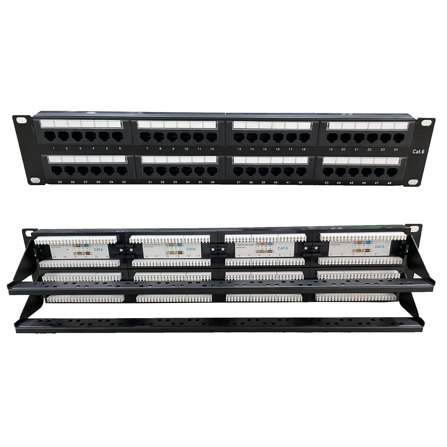 19 дюймов 2U стойку RJ45 CAT6 UTP FTP ДВОЙНОЙ неэкранированный 48 портовая коммутационная панель сетевой