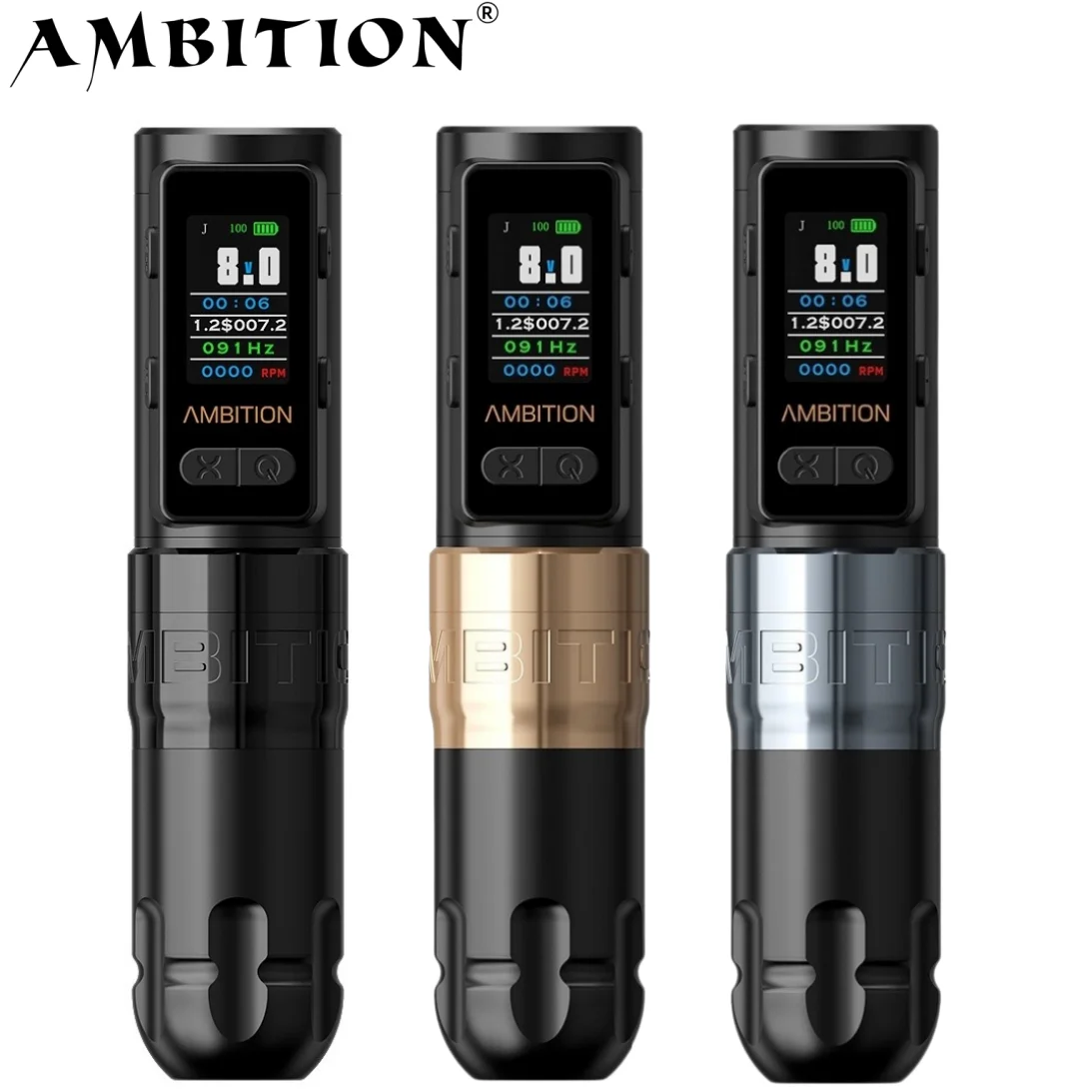 Ambition Soldier Max 2400mAh Double Bearing Straight Drive Rod Professional Rotary Wireless Tattoo Pen Machine Gun with Billing