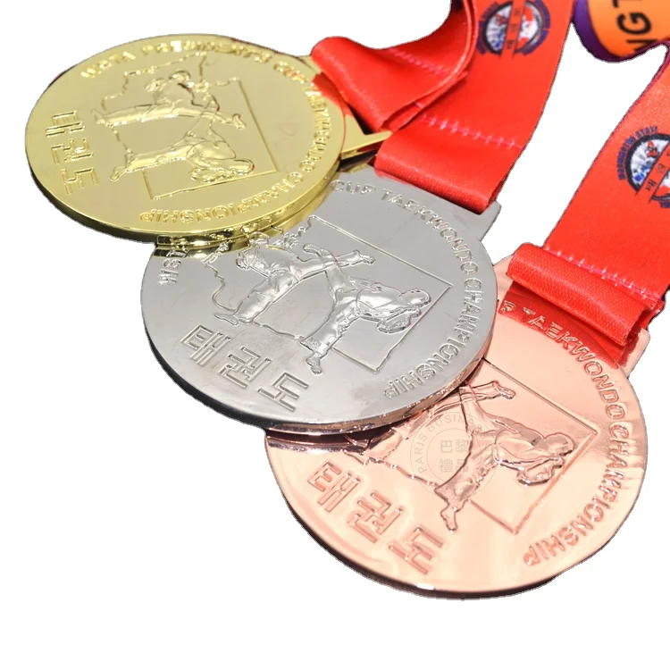 Wholesale customized Korea taekwondo medal aikido high polished 3D gold silver copper judo sports medal
