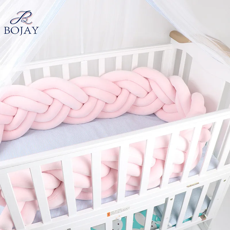 Soft Knot Plush Pillow - 6 Strands Braided Baby Crib Bumper Pads Fashion Nursery Cradle Decor for Baby Toddler and Children