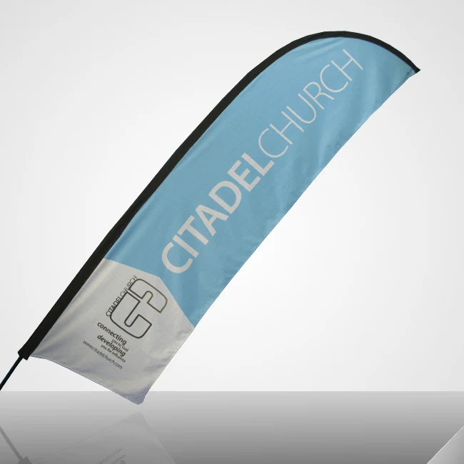 Teardrop Flying Banner Beach Flagpole Swooper Custom Printed Feather Flag with Spike Base for sale