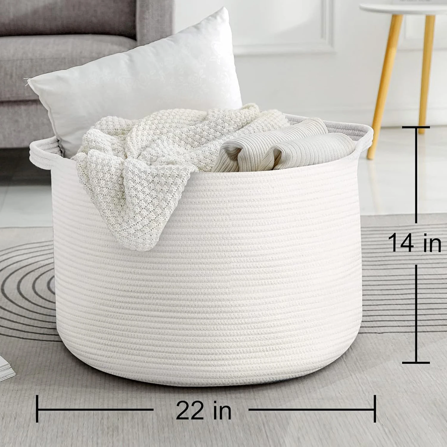 2024 Wholesale Cotton Rope Storage Basket Fabric Cloth Bedroom Accessories Used as Laundry Basket