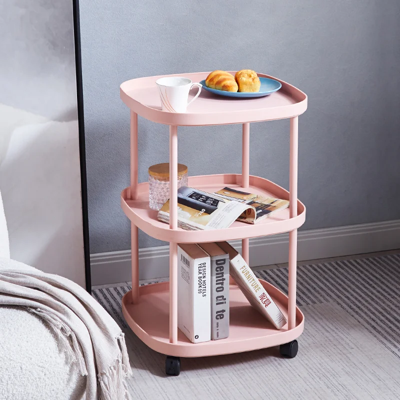 Pretty Color PP Plastic Storage Cart With Wheels For Home-use