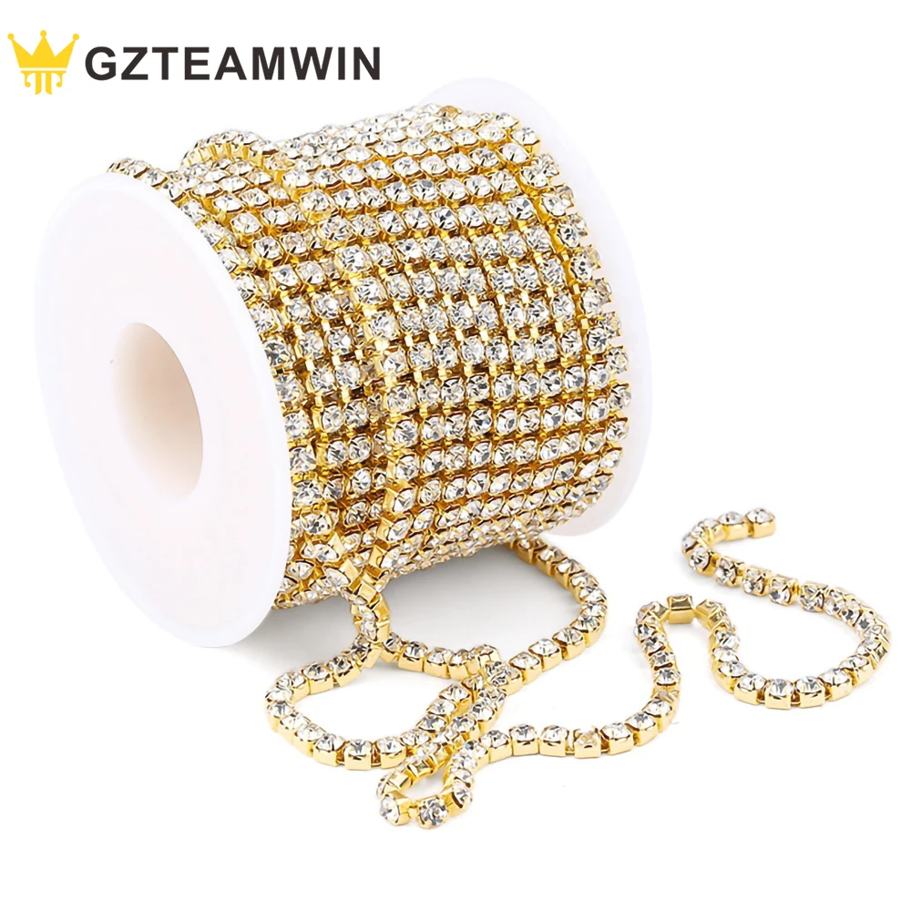 Wholesale Crystal AB Garment Clothes Bikini Accessories Dress Jewelry Decor Cup Chain Rhinestone Trim Accessories