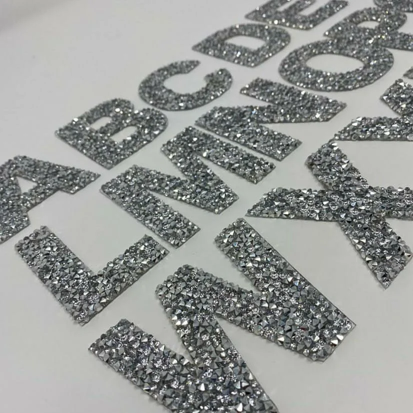Custom Letter Rhinestone Beaded Applique Iron on Rhinestone Patches For Clothing
