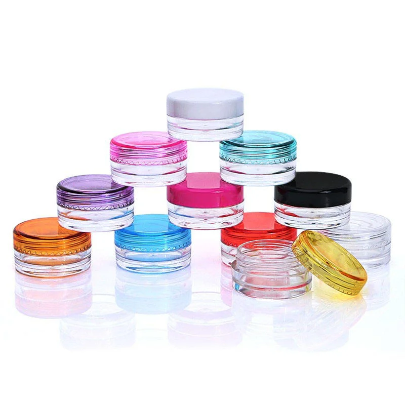 PS Plastic jar For Loose Powder 3g 5g Clear Cream Jar Plastic Pot Mini Transparent Cosmetic Sample Container With Lid