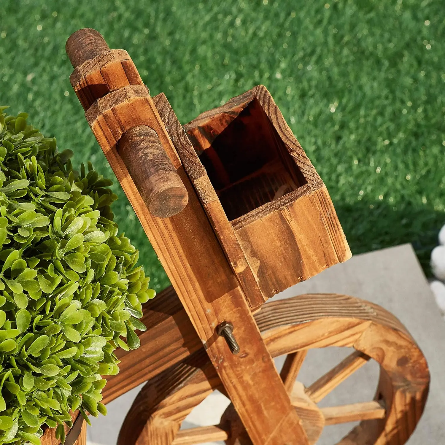 Natural Retro Wooden Cart Flowerpot Creative Plant Pot Stand garden Decoration Wheelbarrow Planter Garden Wood