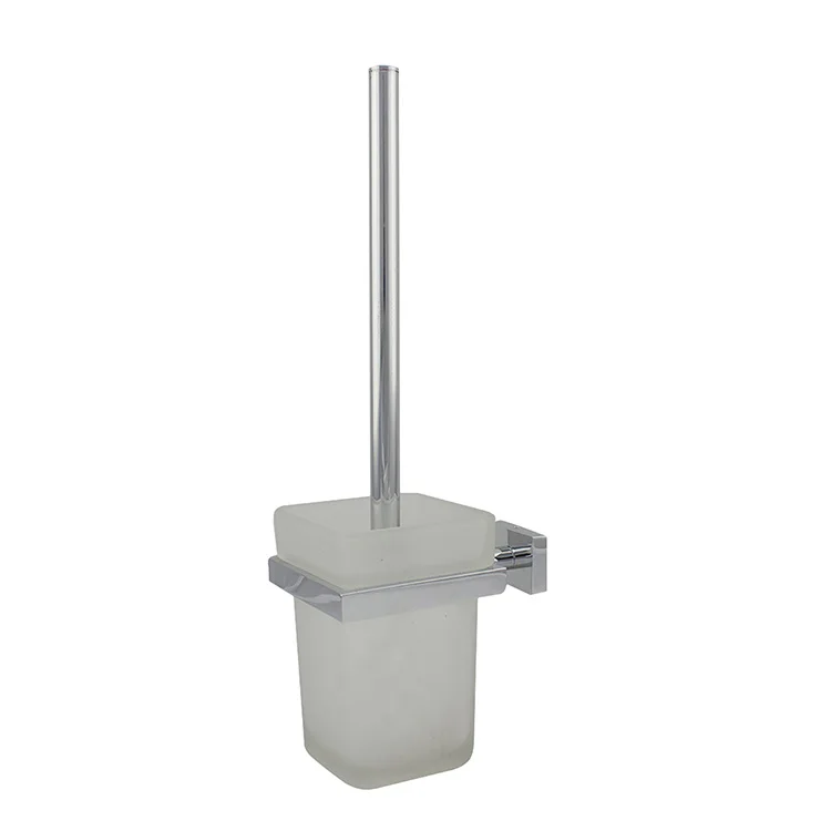 
Modern Square design Brass Chrome Silicone Toilet Brush Holder Wall Mounted 